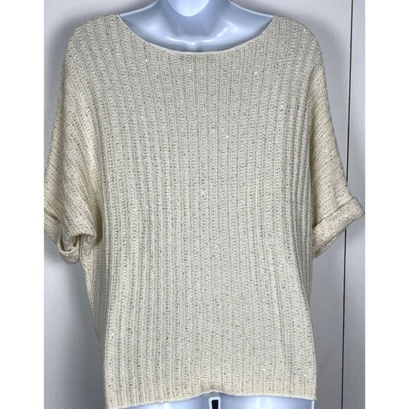 Nic + Zoe Women's Glow For It Sequin Sweater Cream Size XL NWOT - Picture 7 of 7